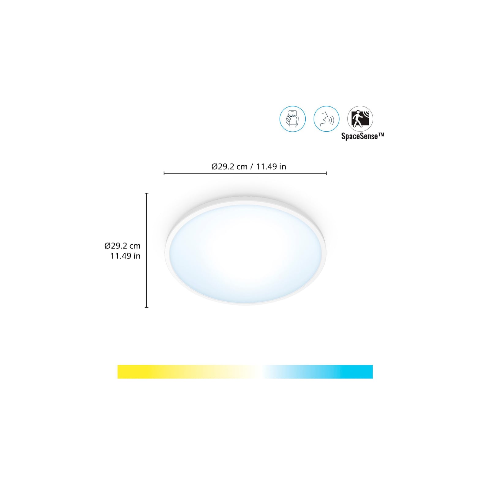 LED taklampe SuperSlim smart CCT dimbar hvit bakside