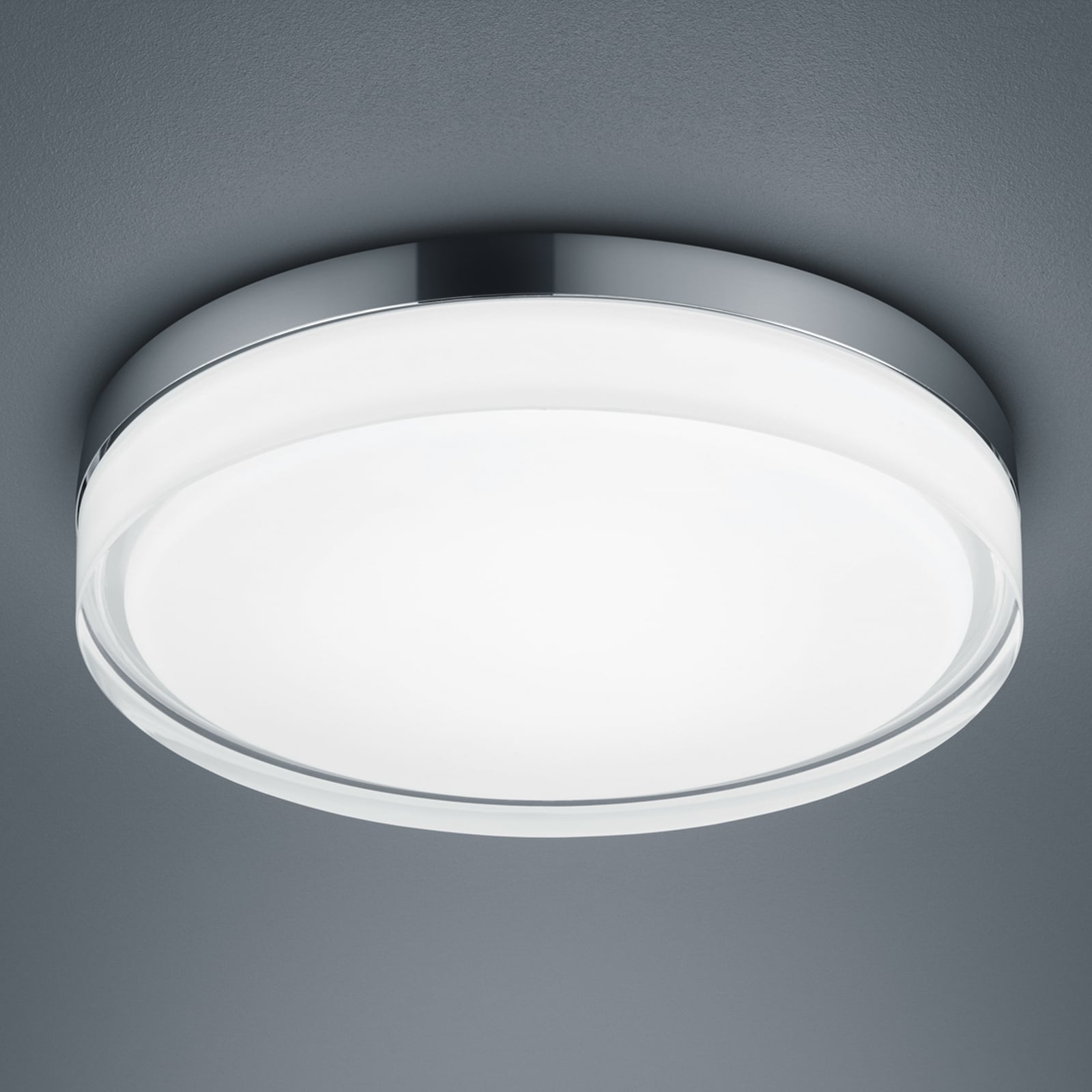 LED taklampe Tana krom glass Ø33 cm IP44 fra Helestra