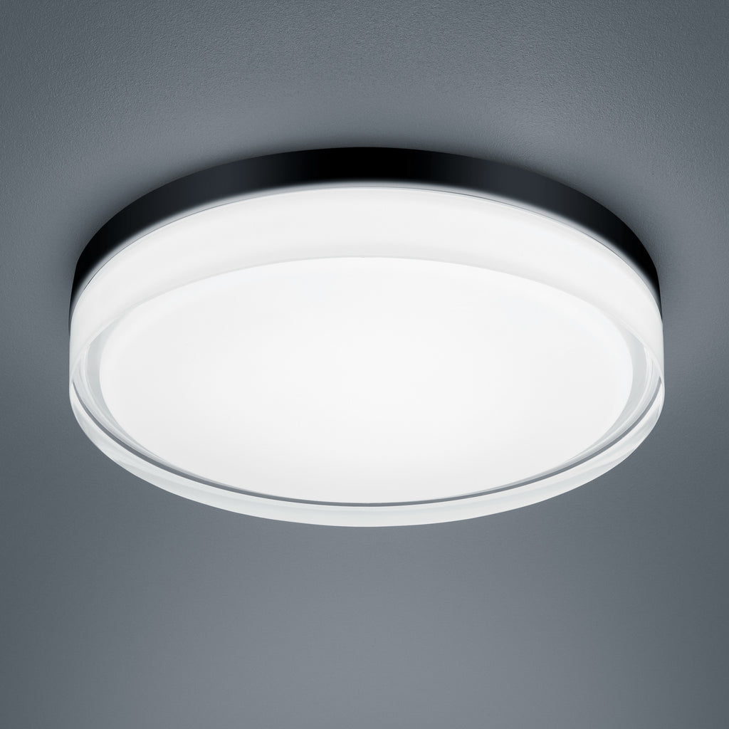 LED taklampe Tana svart stål/glass Ø33 cm forfra
