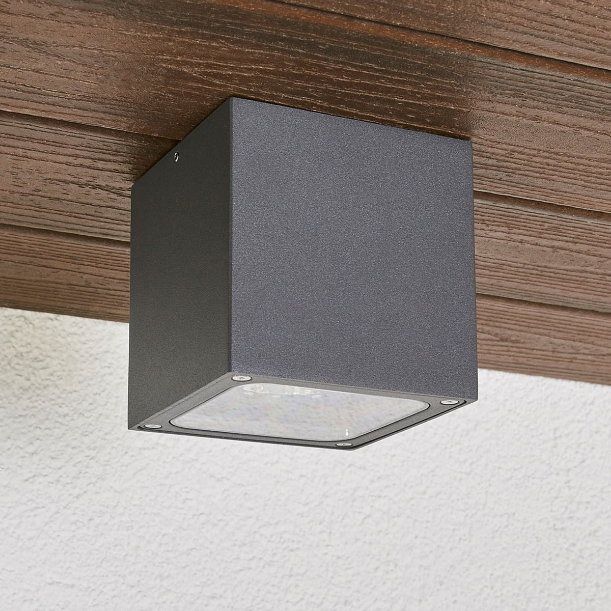 LED taklampe Tanea terningformet mørkegrå bakside