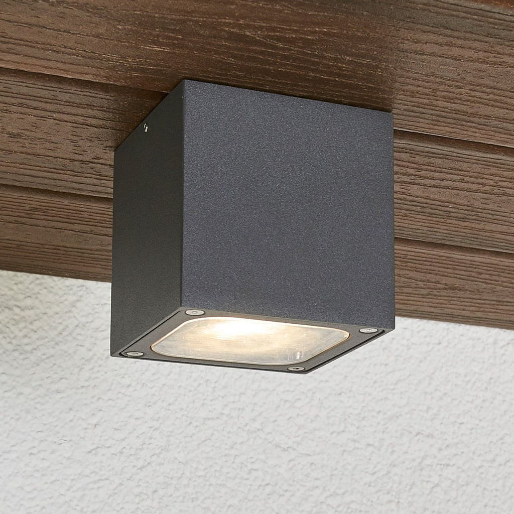 LED taklampe Tanea utendørs mørk grå forfra