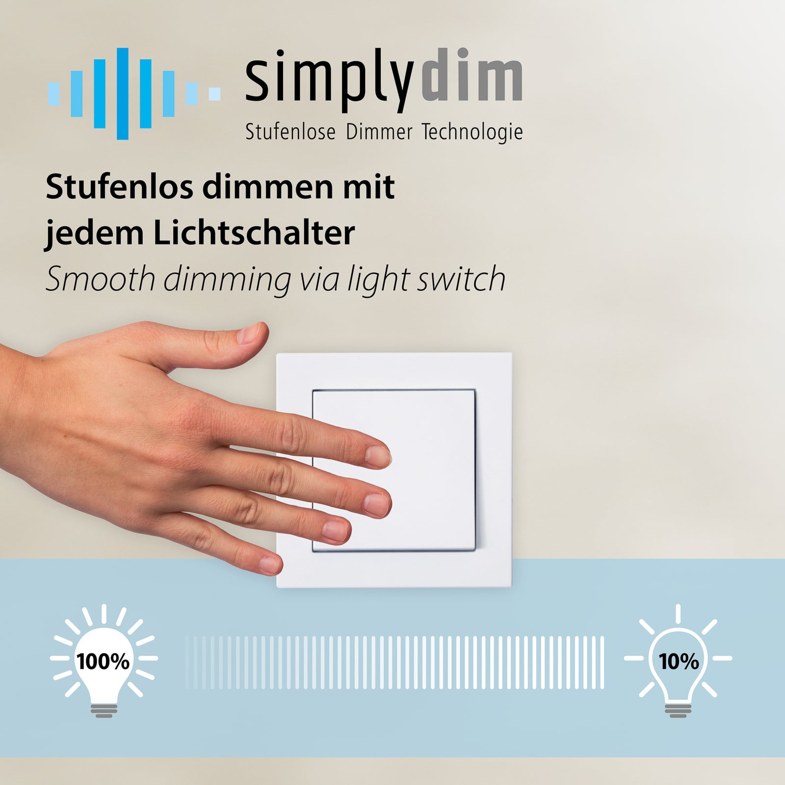 LED taklampe Tanika dimbar hvit med veggbryter