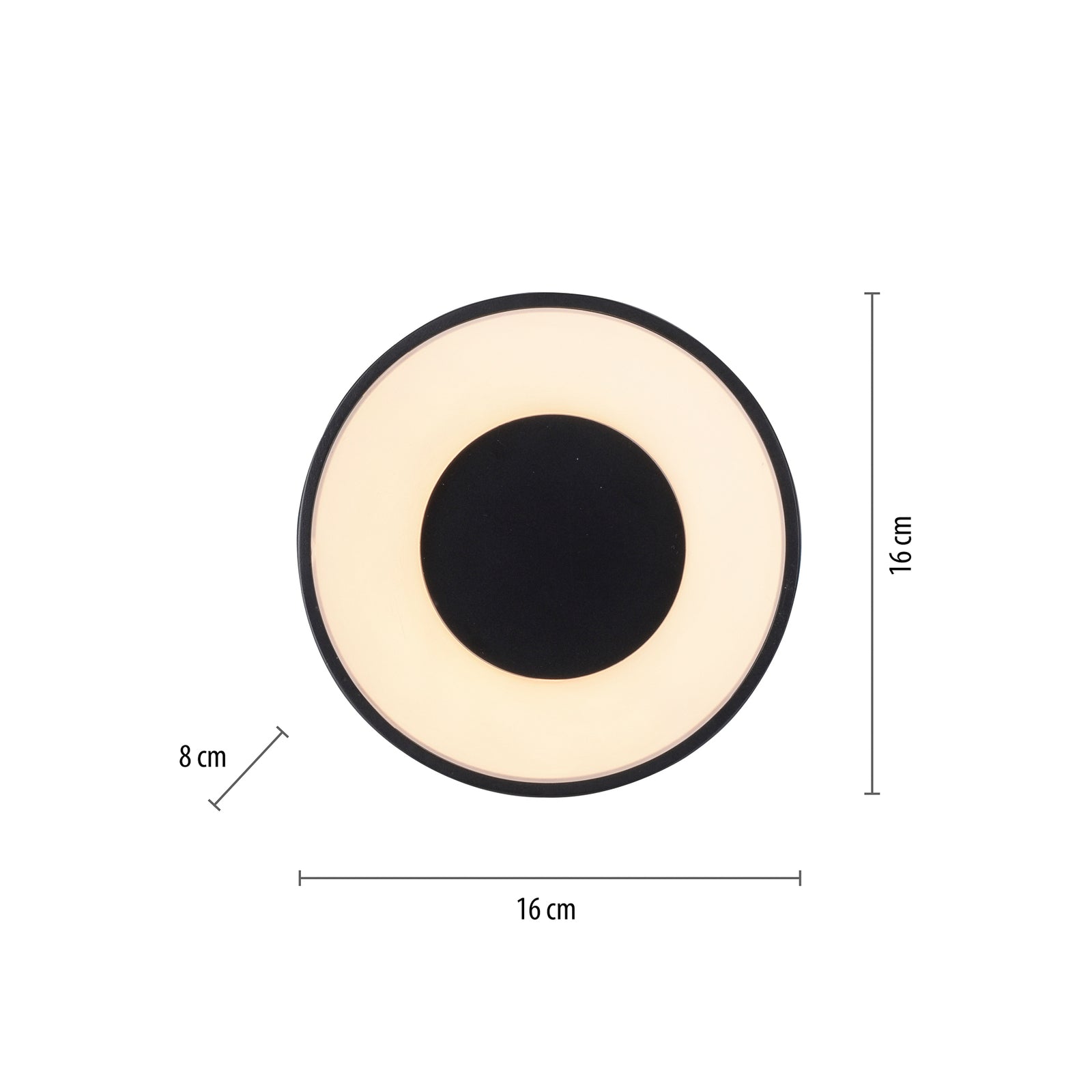LED taklampe Tanika svart Ø16 cm 13W dimbar varmhvit montert i rom