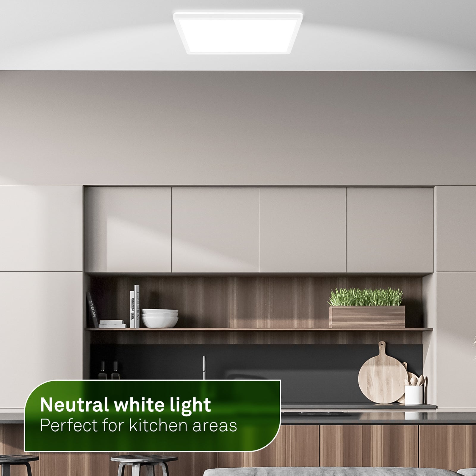 LED taklampe Tava A hvit plast 42x42 cm 14W nøytralhvit side