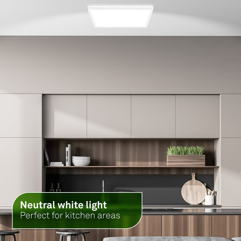 LED taklampe Tava A hvit plast 42x42 cm 14W nøytralhvit side