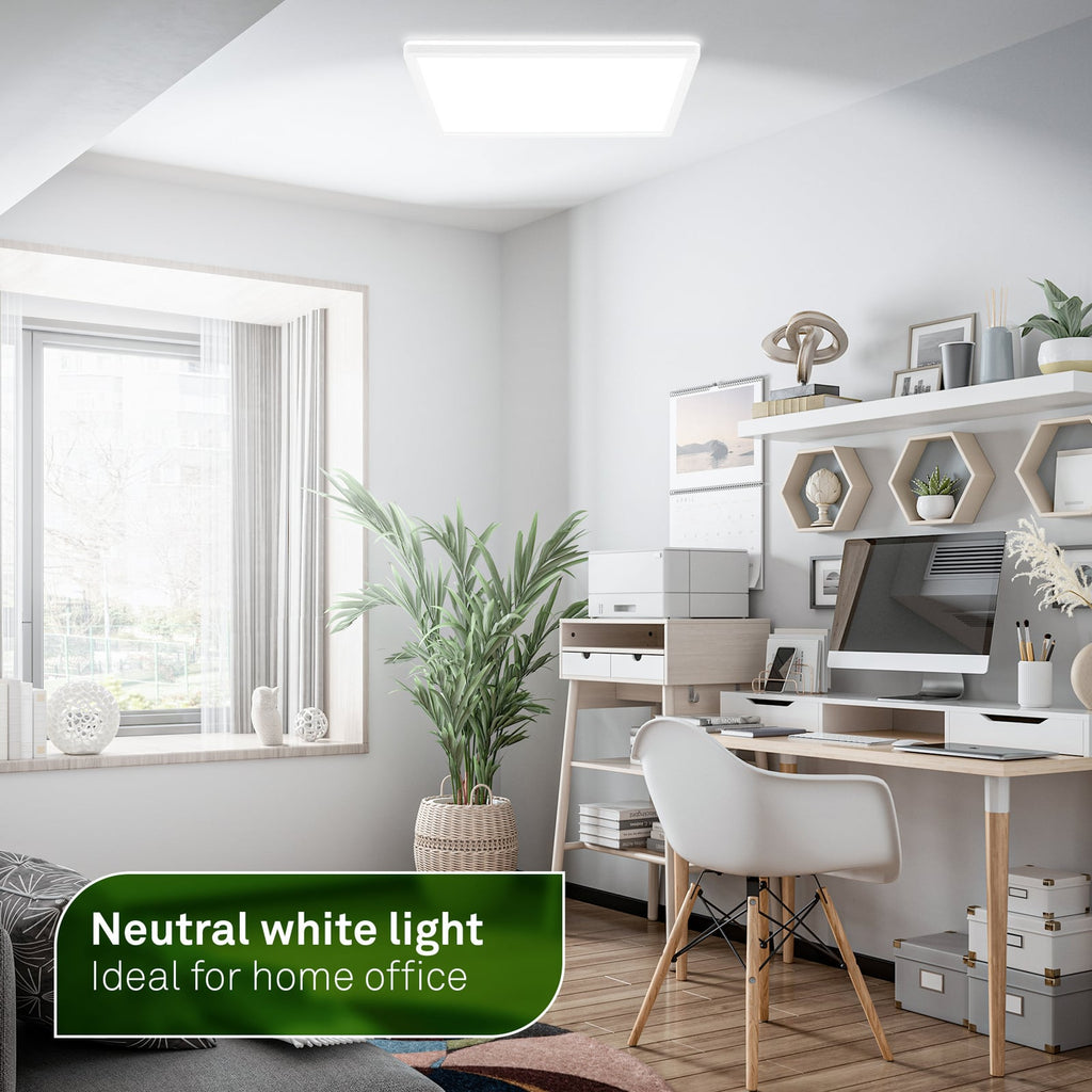 LED taklampe Tava A hvit plast 42x42 cm 14W nøytralhvit lys
