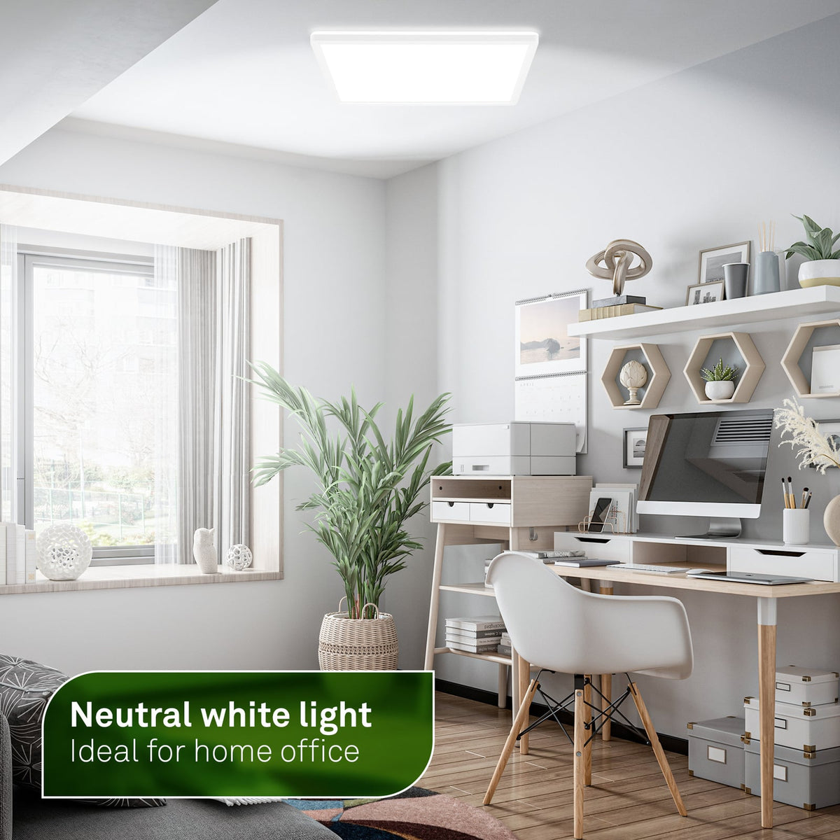 LED taklampe Tava A hvit plast 42x42 cm 14W nøytralhvit lys