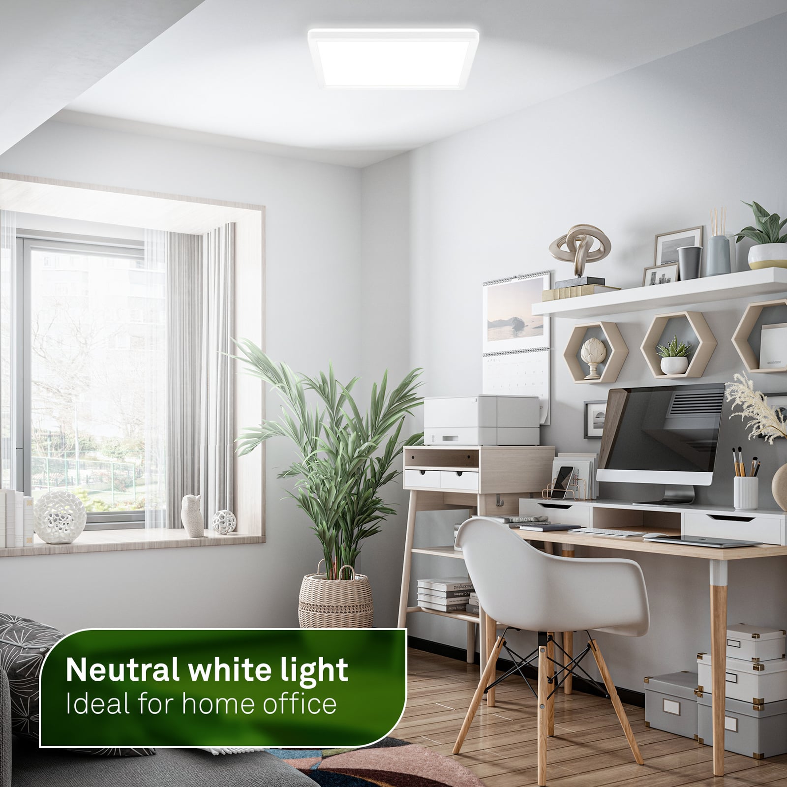 LED-taklampe Tava A CCT dimbar 29x29 cm med fjernkontroll lyssetting i rom
