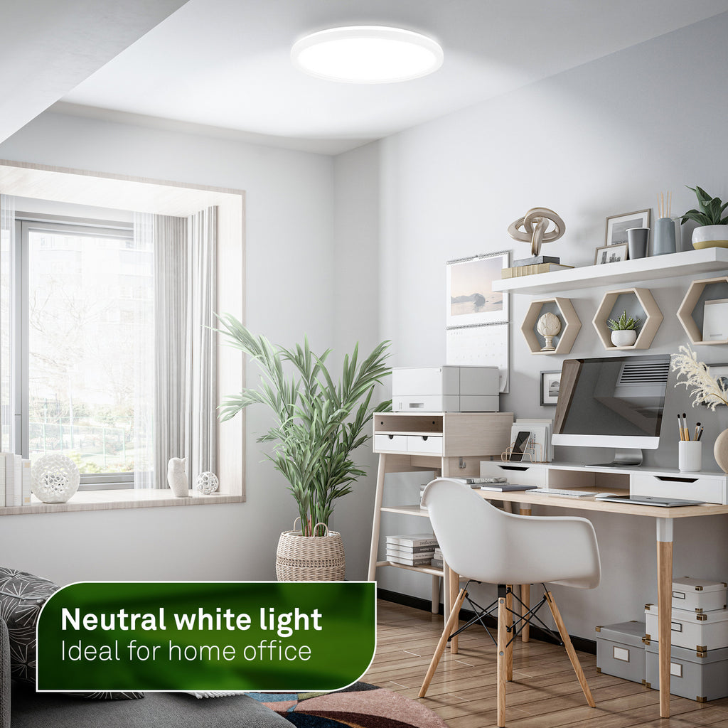 LED taklampe Tava A hvit plast Ø29 cm montert i tak