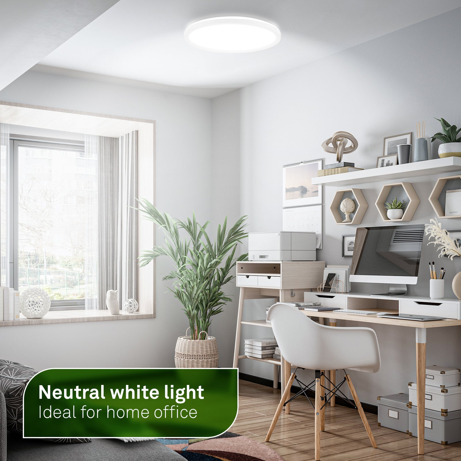 LED taklampe Tava A hvit plast Ø29 cm montert i tak