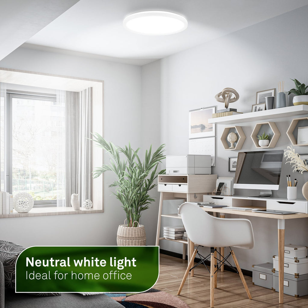 LED taklampe Tava A hvit plast Ø29 cm montert i tak