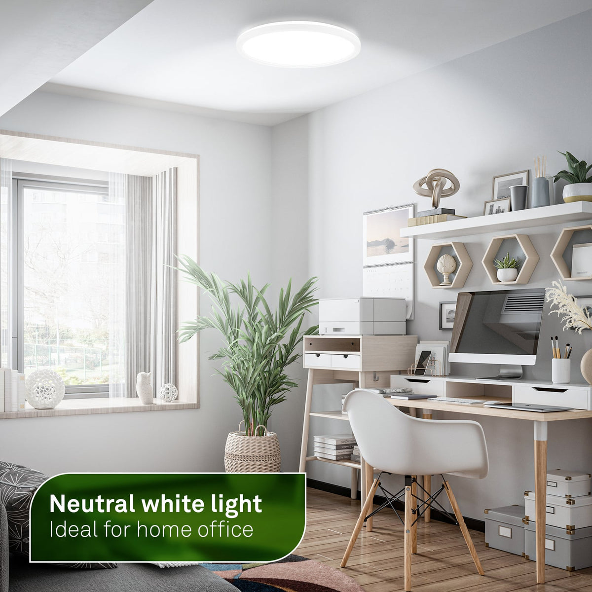 LED taklampe Tava A hvit plast Ø29 cm montert i tak