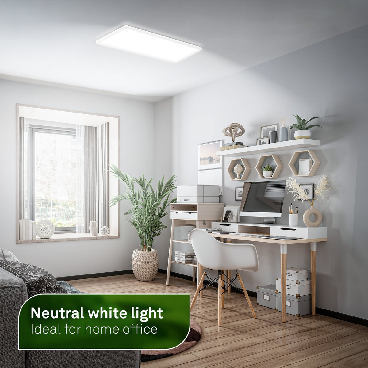 LED taklampe Tava A rektangulær hvit 58x20 cm oversikt