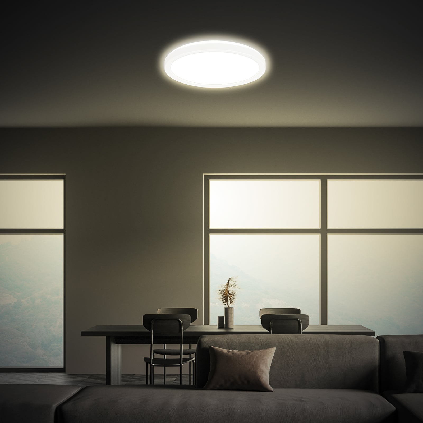 LED taklampe Tava hvit plast bakside