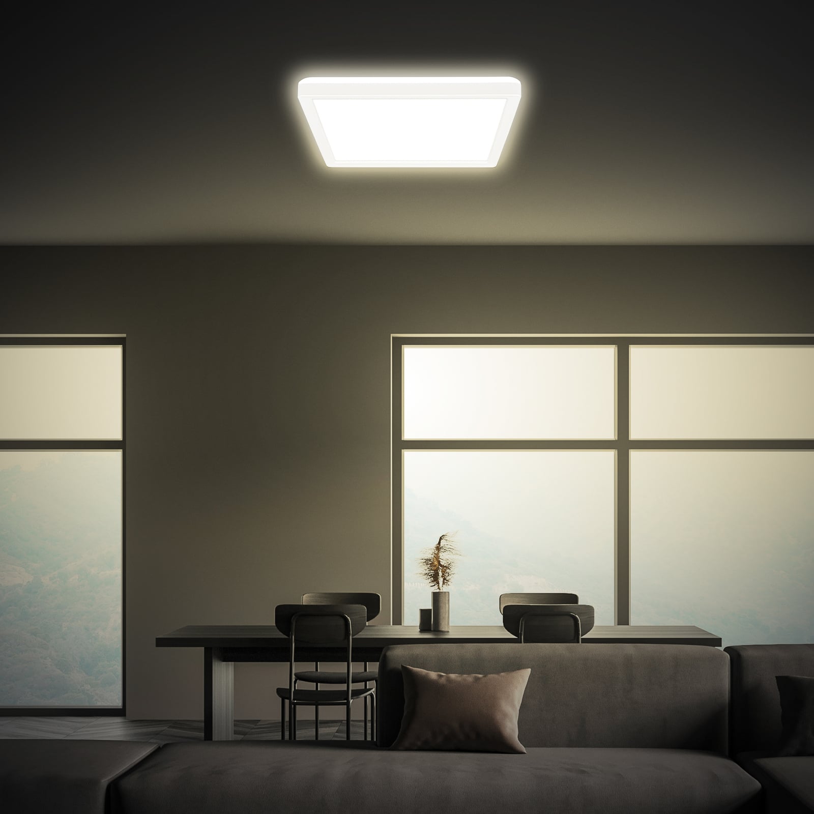 LED taklampe Tava hvit plast bakside