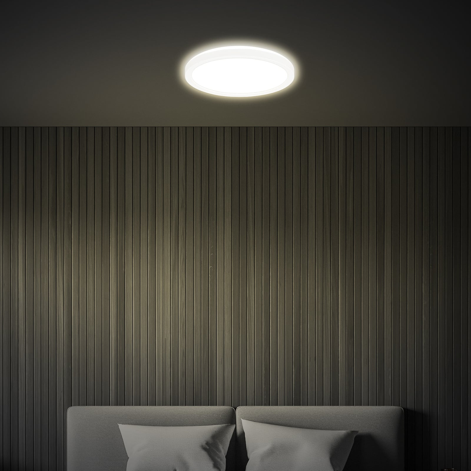 LED taklampe Tava hvit plast detalj