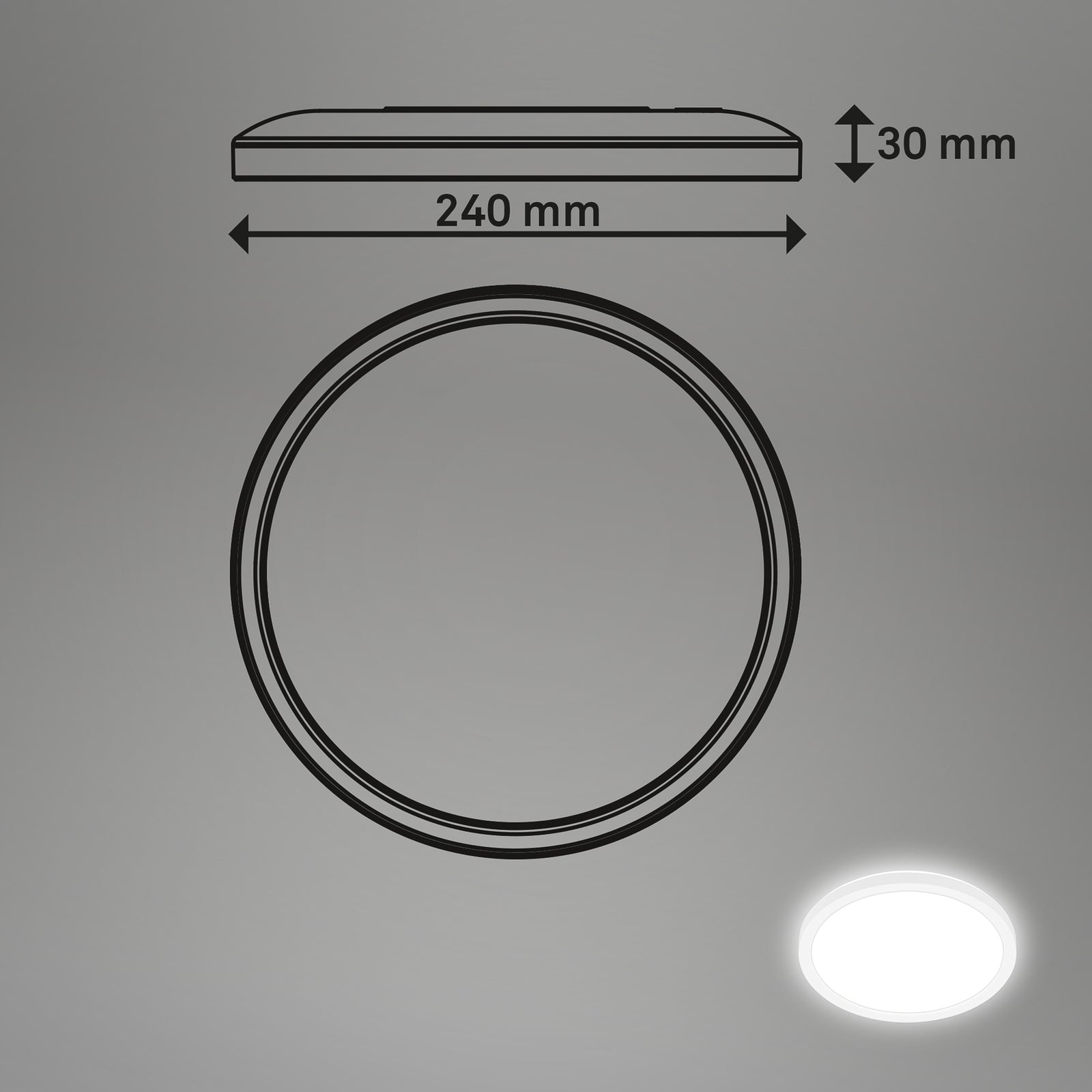 LED taklampe Tava hvit plast montert