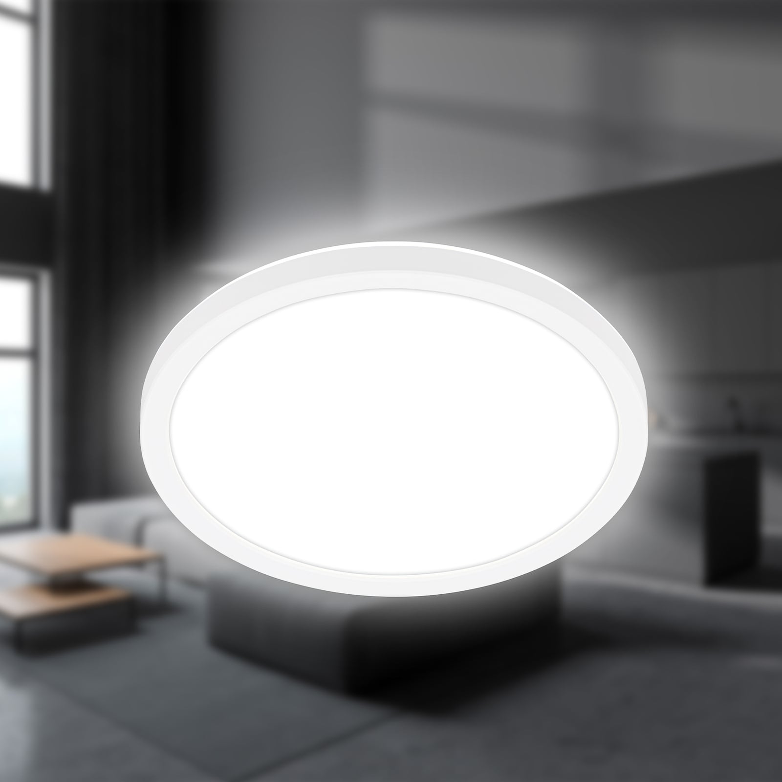 LED taklampe Tava hvit plast nærbilde