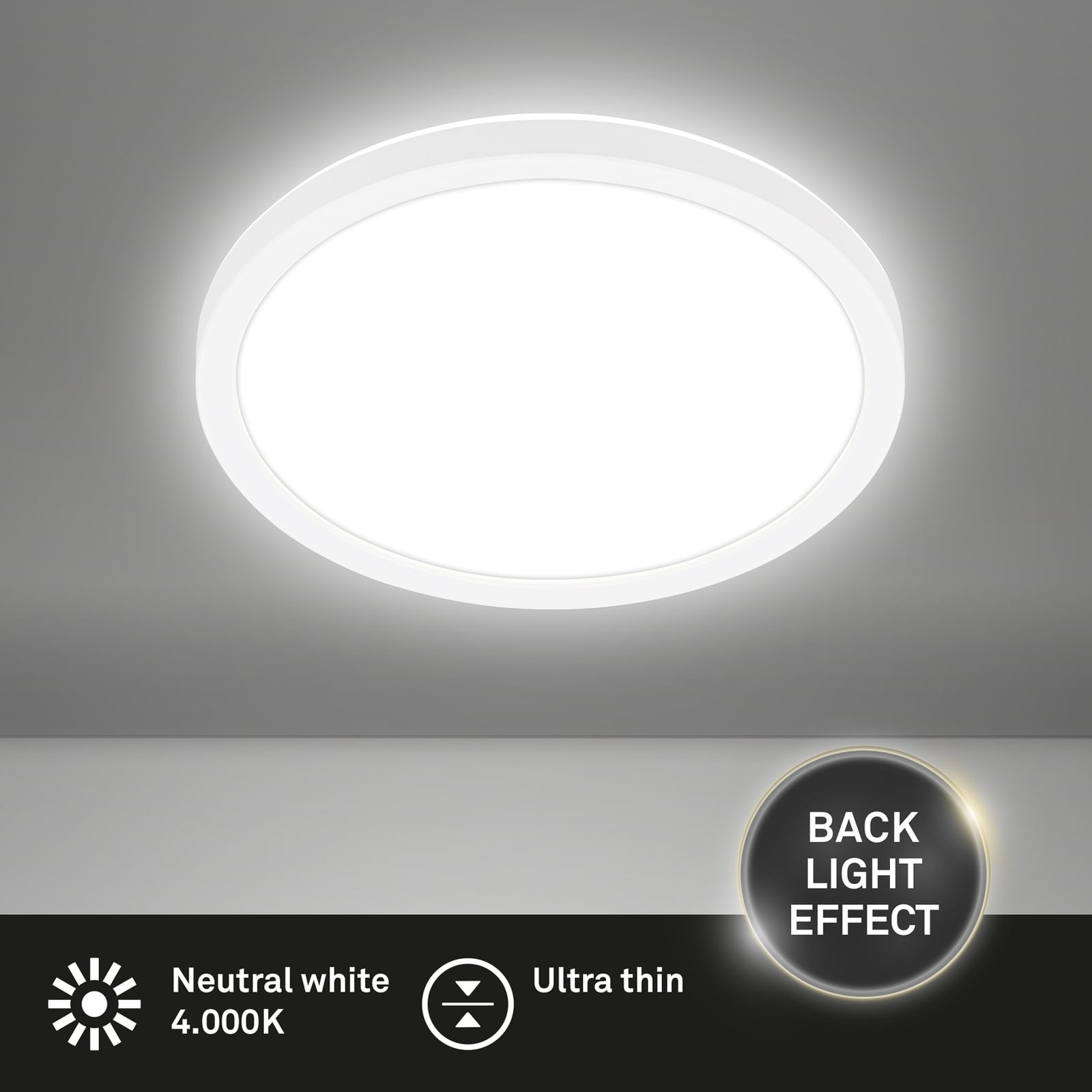 LED taklampe Tava hvit plast side