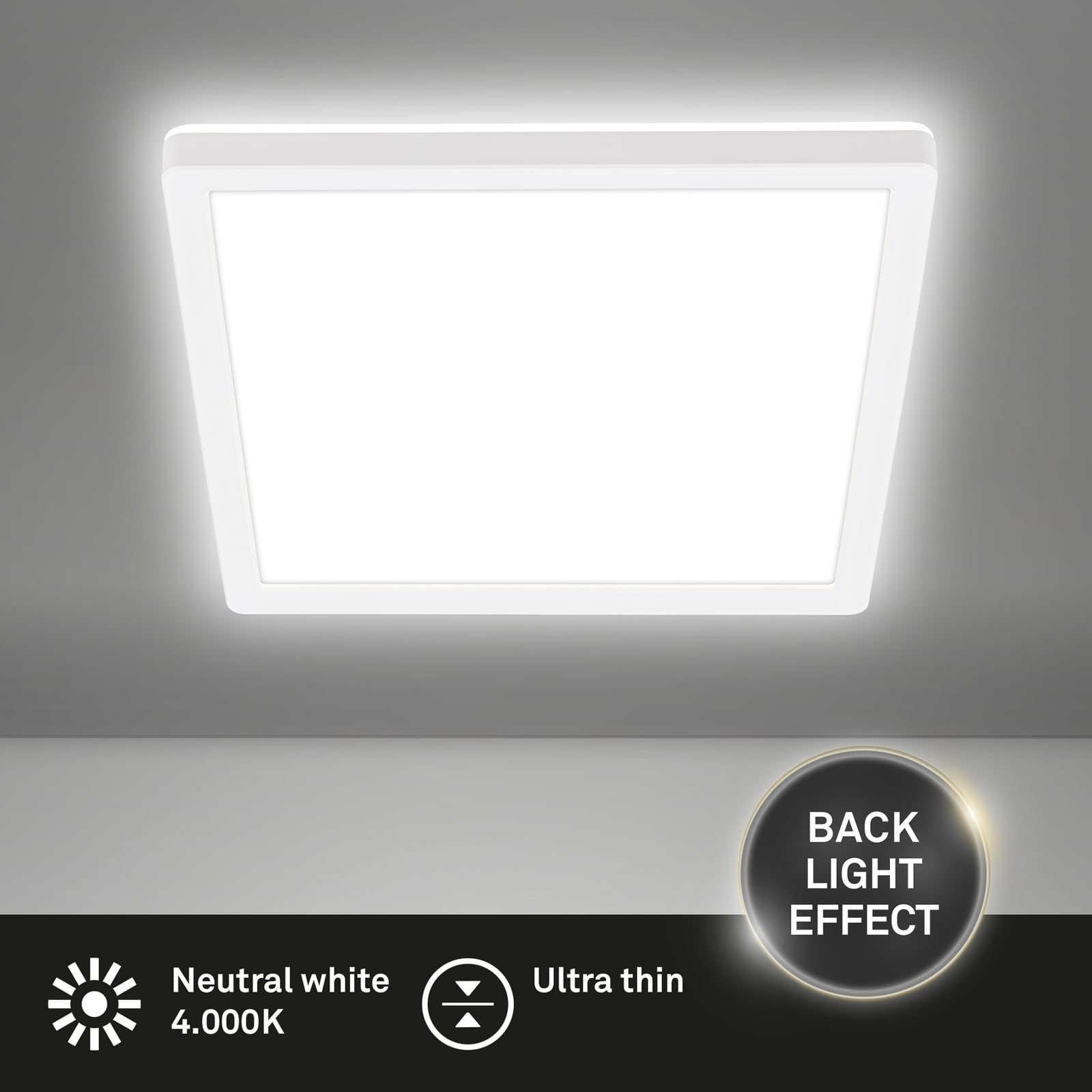 LED taklampe Tava hvit plast sideprofil