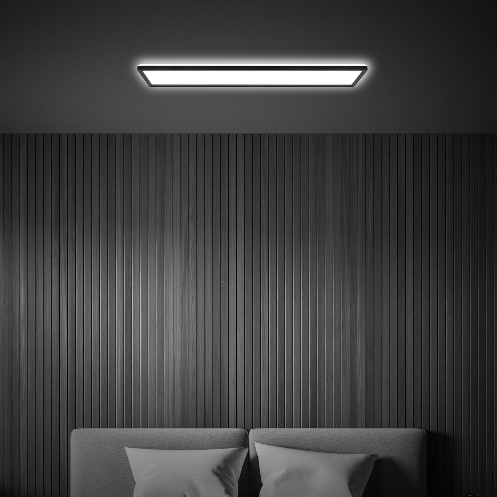 LED taklampe Tava svart plast 98 cm 36W nøytralhvit montert i tak
