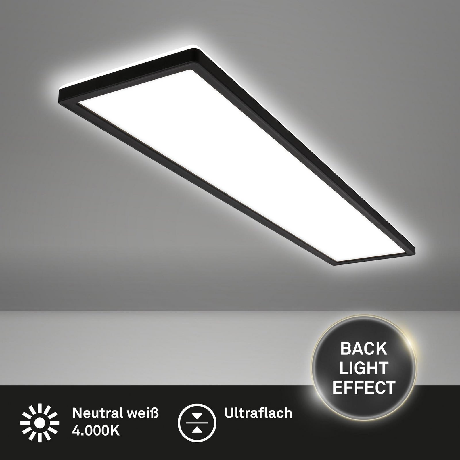 LED taklampe Tava svart plast 98 cm 36W nøytralhvit sideprofil