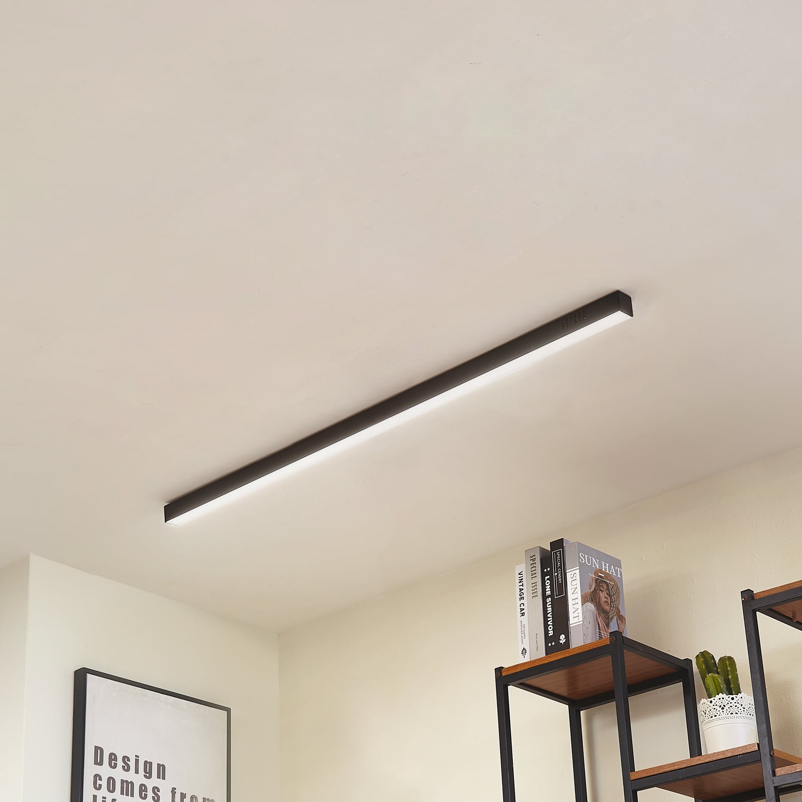 LED taklampe Teniona dimbar CCT fjernkontroll 132 cm svart bakside