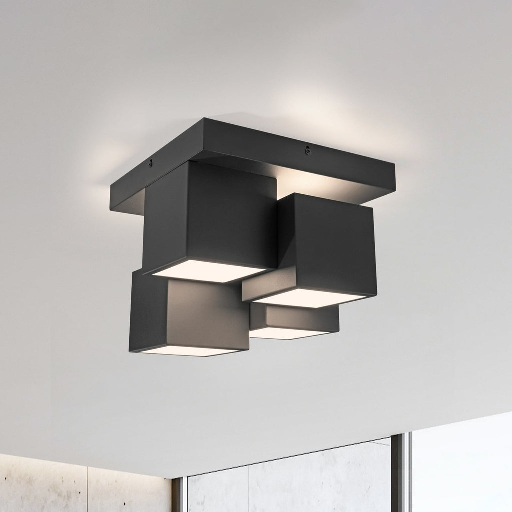 LED taklampe Tetris jern svart 30x30 cm 3000K forfra