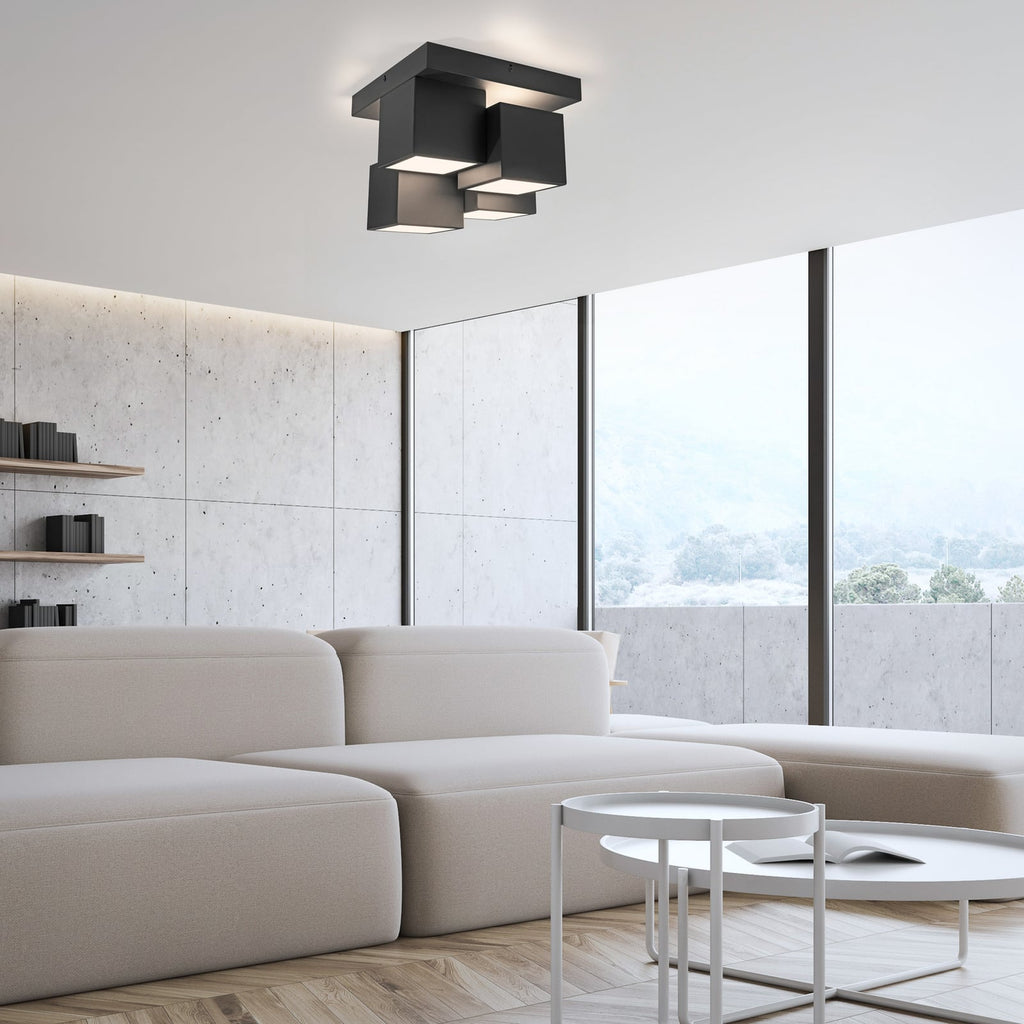 LED taklampe Tetris jern svart 30x30 cm 3000K bakside
