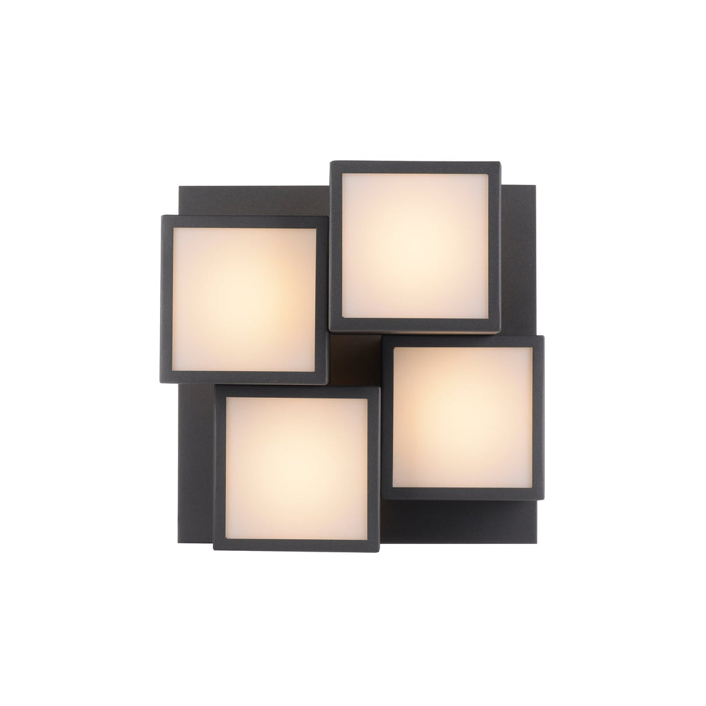 Nærbilde av kubiske lyskilder på LED taklampe Tetris jern svart