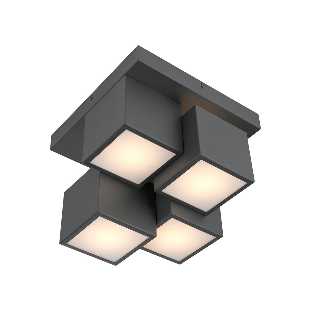 Sidevisning av LED taklampe Tetris jern svart 30x30 cm 3000K
