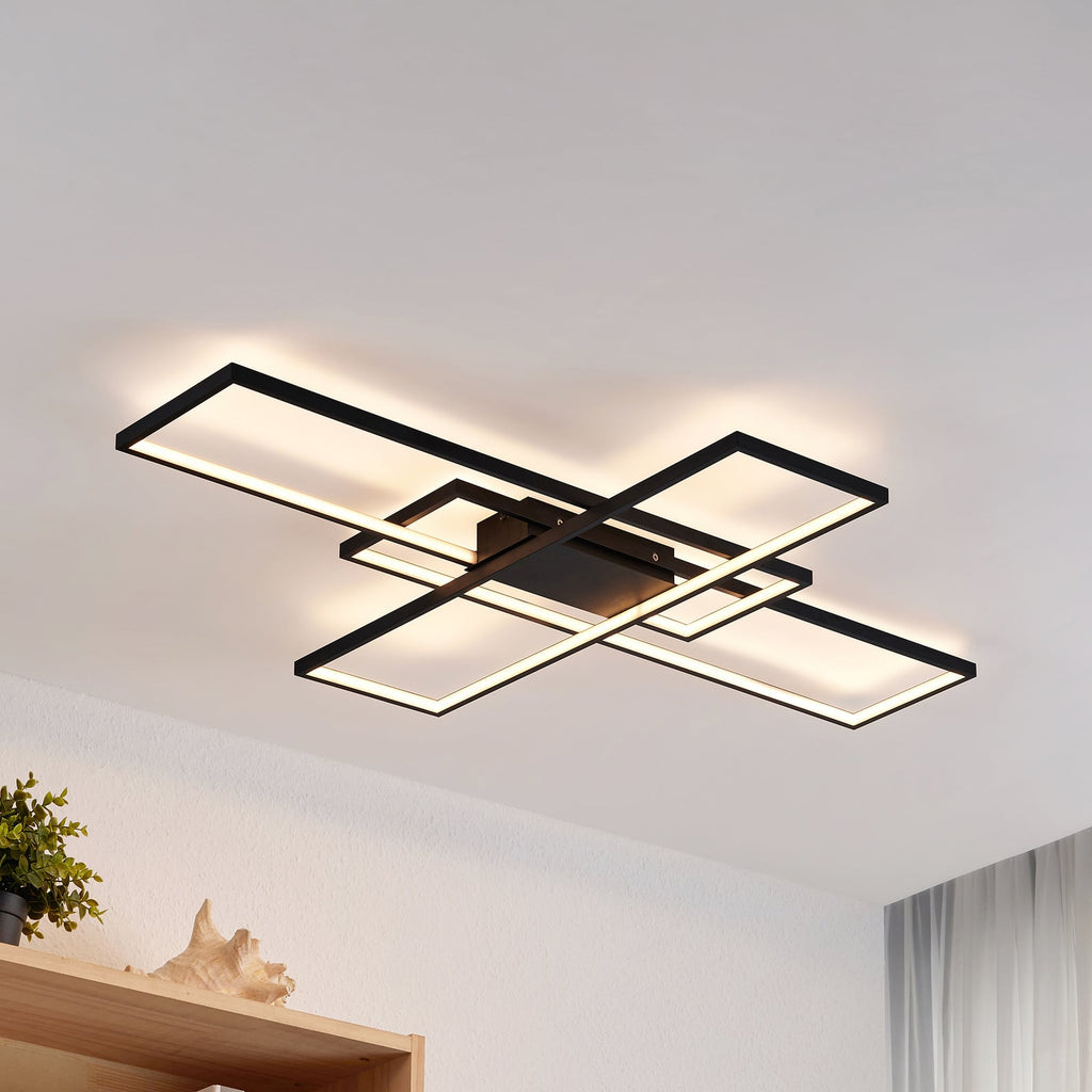 LED taklampe Tetson svart metall 99 cm forfra