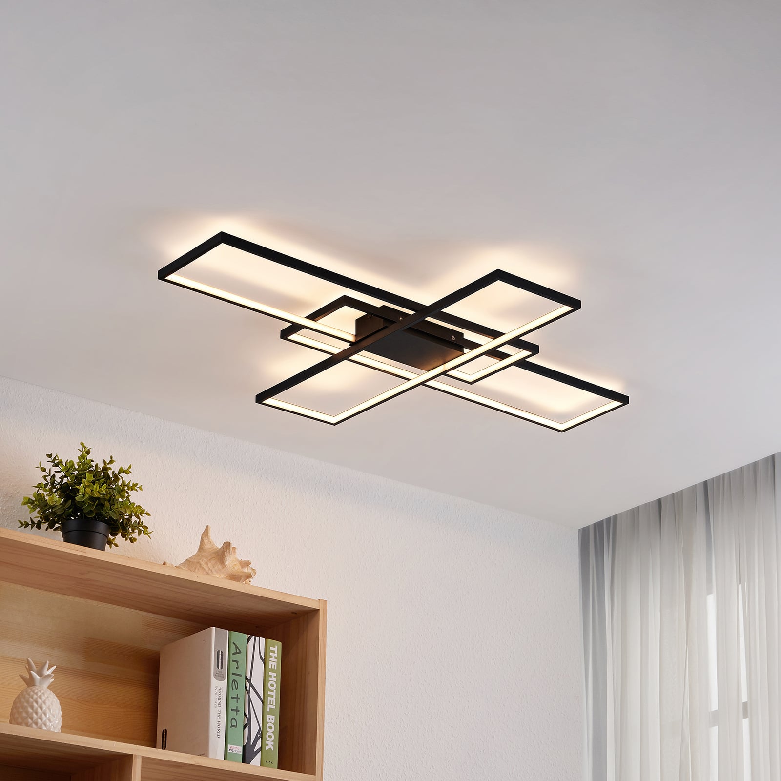 LED taklampe Tetson svart metall 99 cm bakside