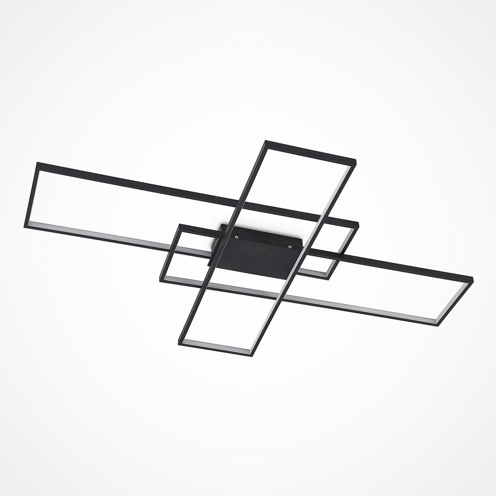 Nærbilde av LED taklampe Tetson svart metall 99 cm