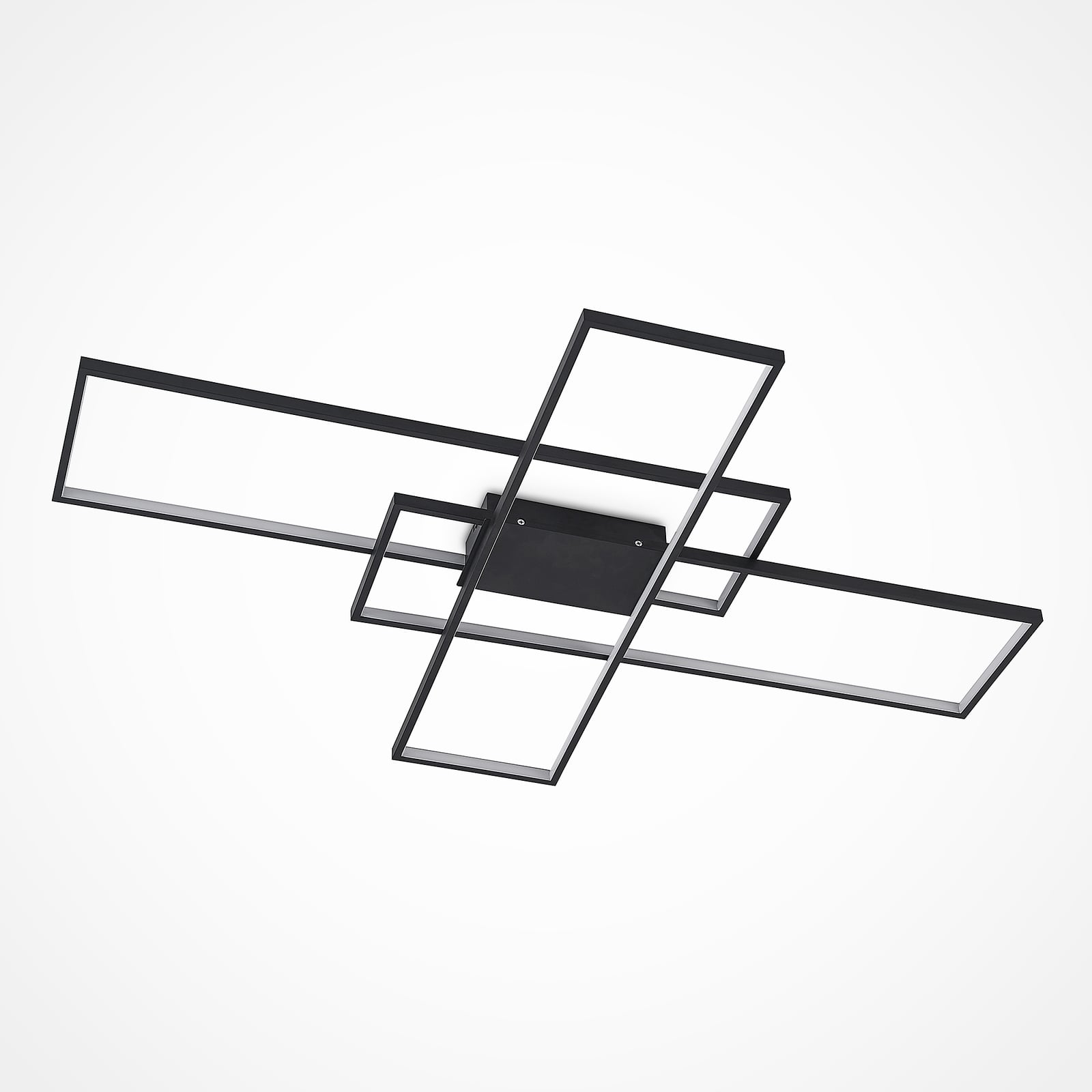 Nærbilde av LED taklampe Tetson svart metall 99 cm