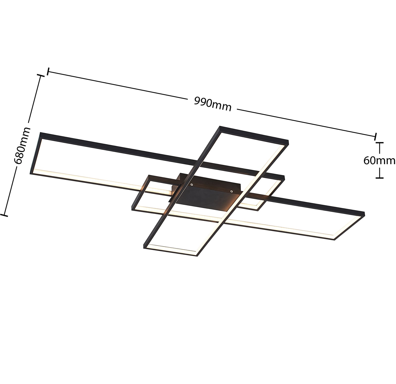 LED taklampe Tetson svart metall 99 cm dimmekontroll