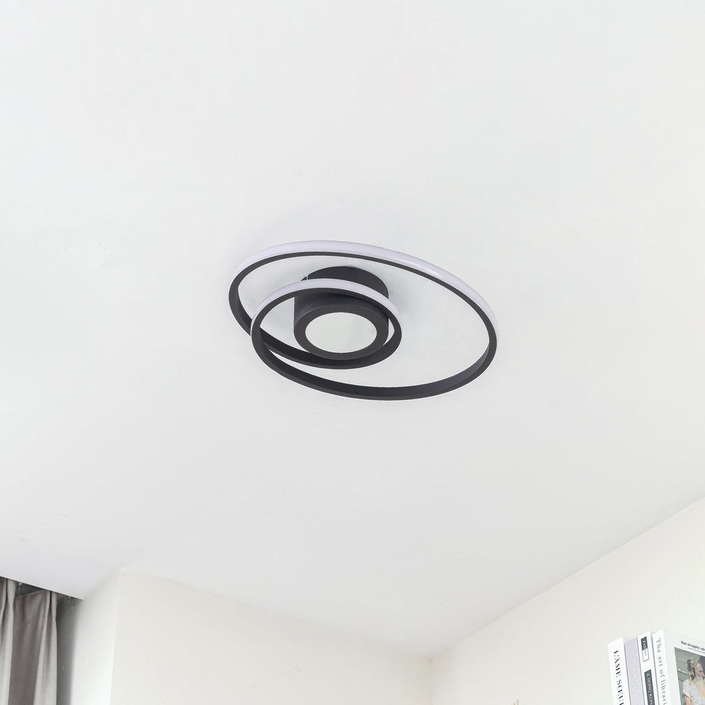 LED taklampe Thalina dimbar svart Ø45 cm detalj