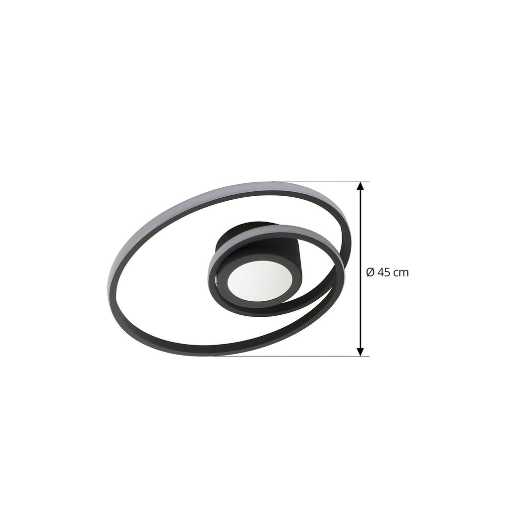 LED taklampe Thalina dimbar svart Ø45 cm nærbilde