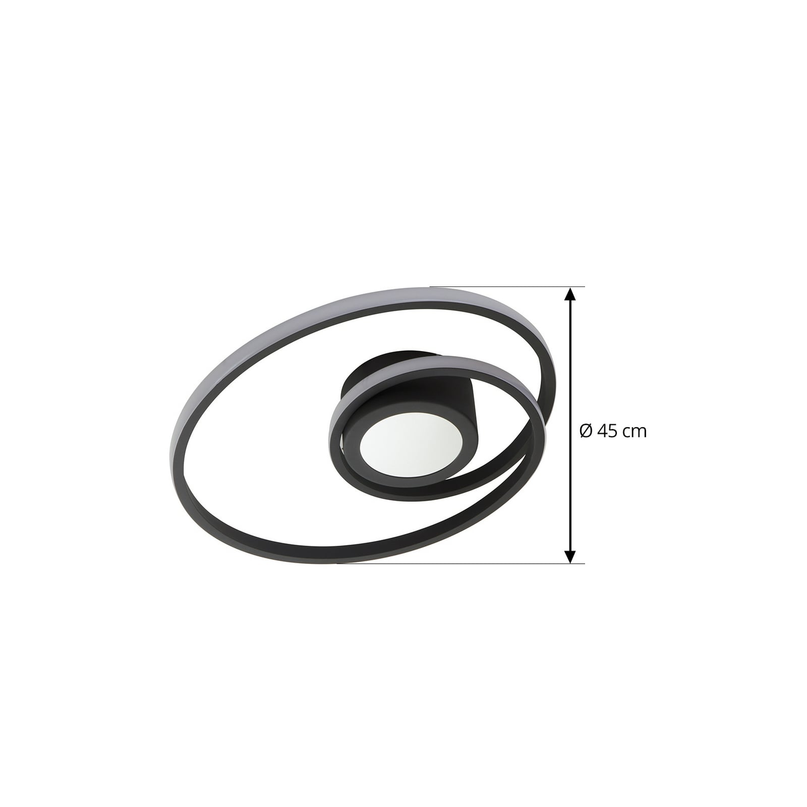 LED taklampe Thalina dimbar svart Ø45 cm nærbilde
