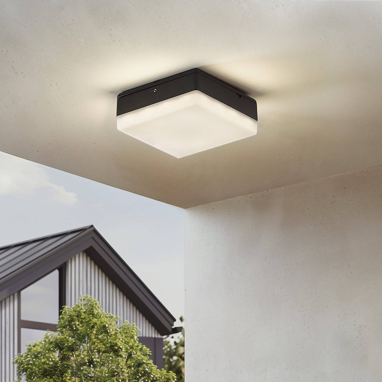 LED taklampe Thilo med bevegelsessensor antrasitt bakside