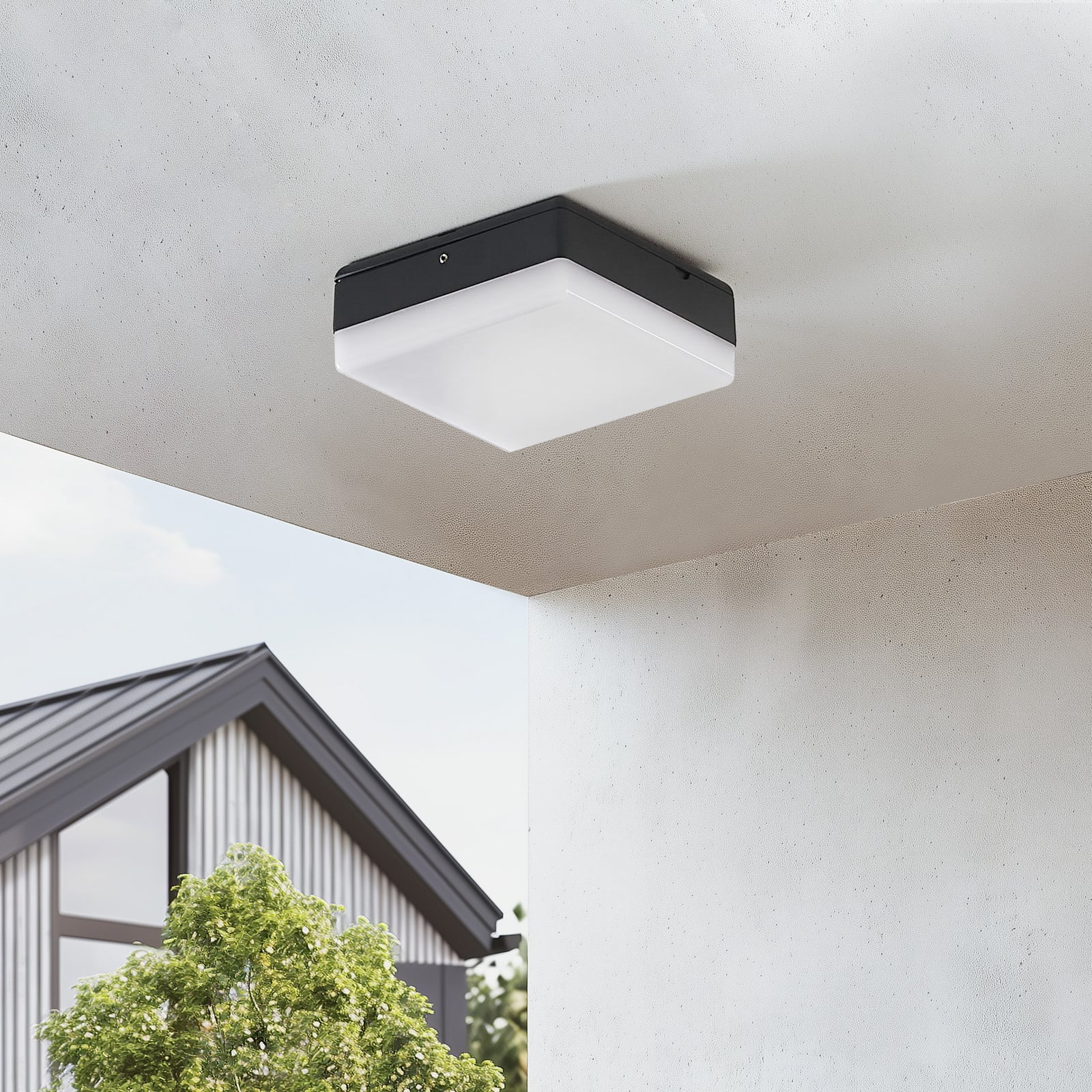 Detalj av LED taklampe Thilo med bevegelsessensor antrasitt