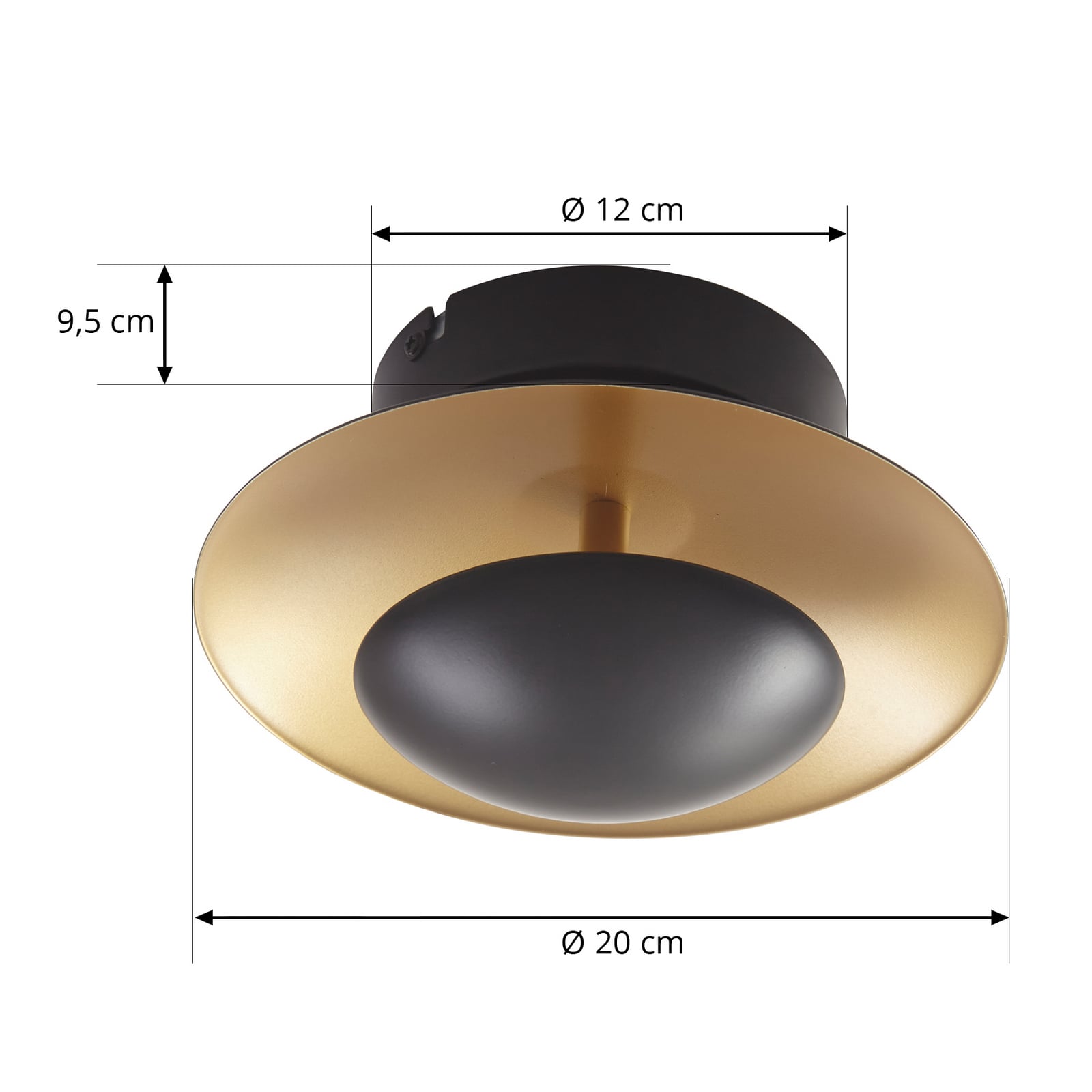 LED taklampe Tiama svart/gull metall detalj