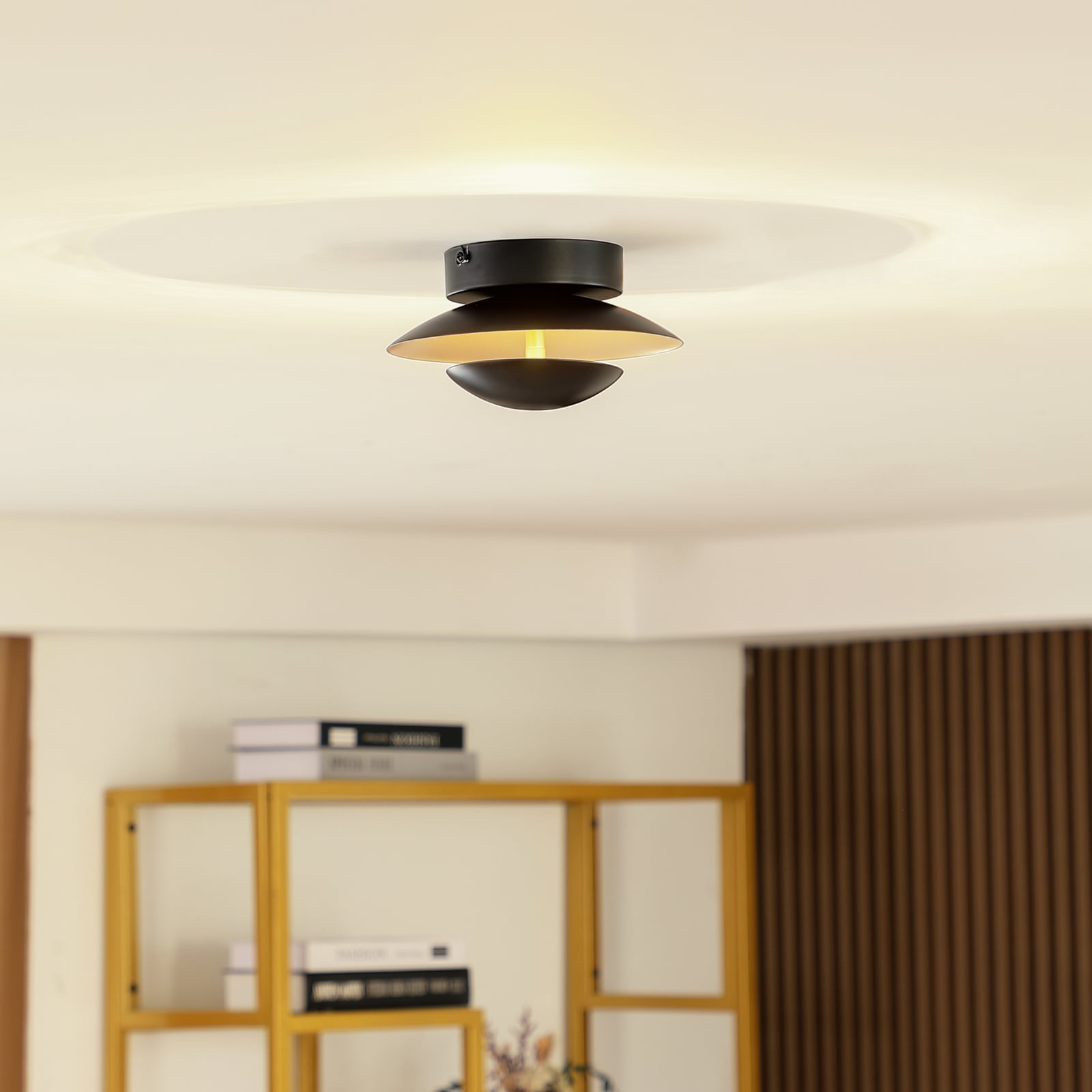 LED taklampe Tiama svart/gull metall forfra