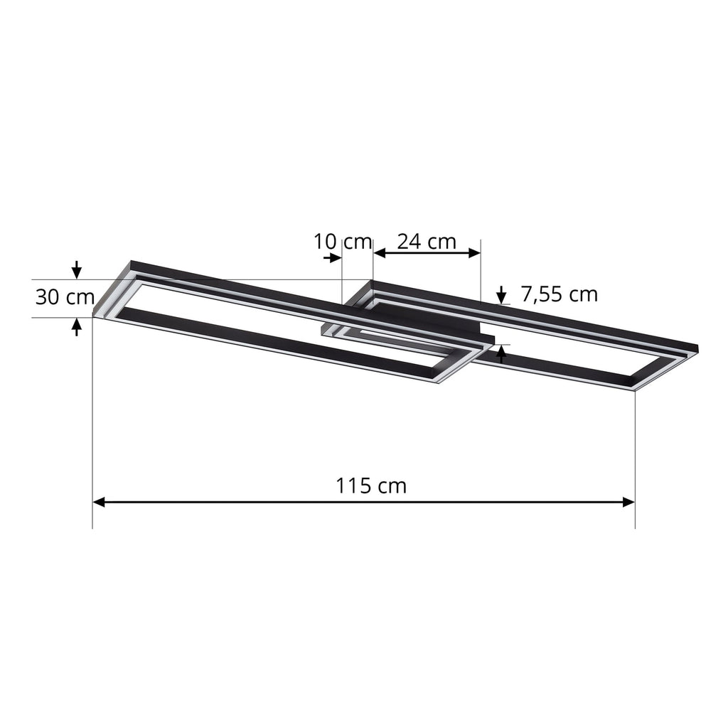 LED taklampe Tjado dimbar RGB CCT svart montert i rom