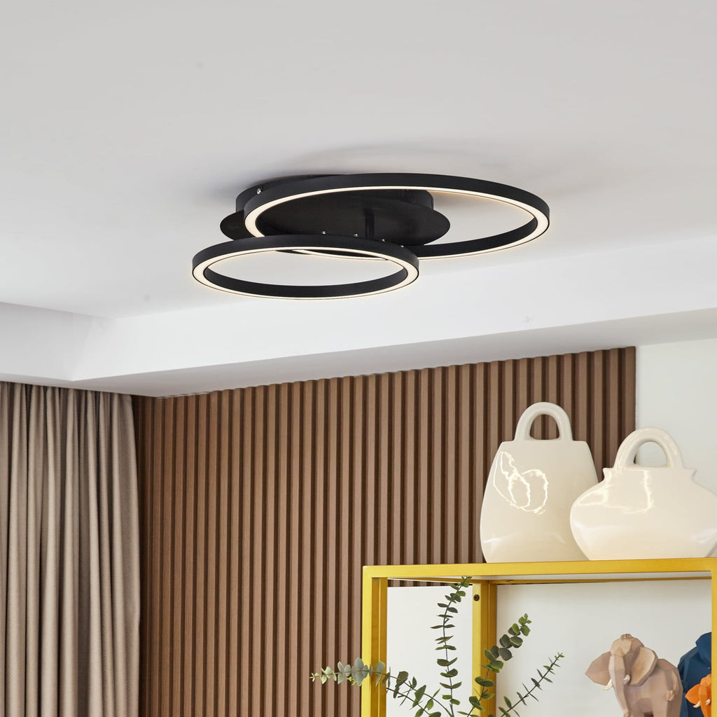 LED taklampe Tjado dimbar svart 2-lys 62 cm forfra