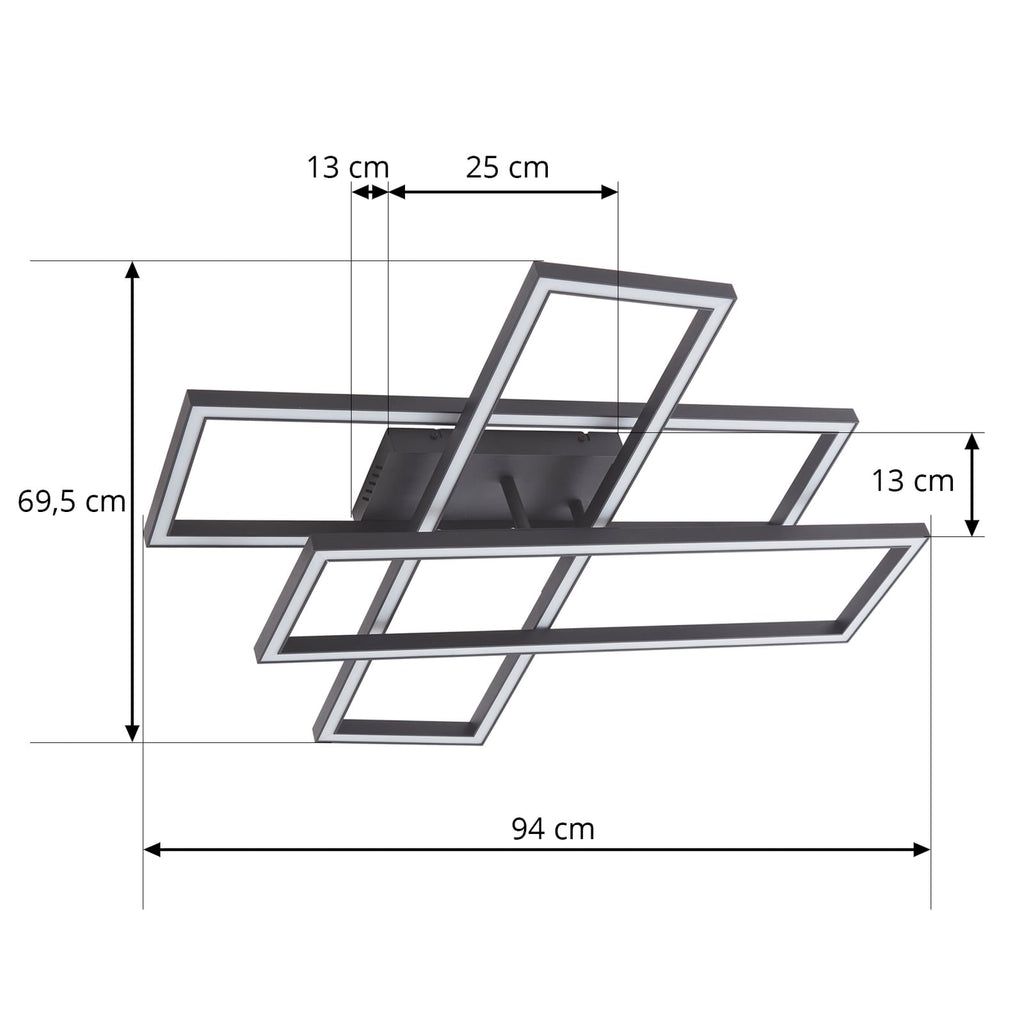 LED taklampe Tjado dimbar svart montert i rom