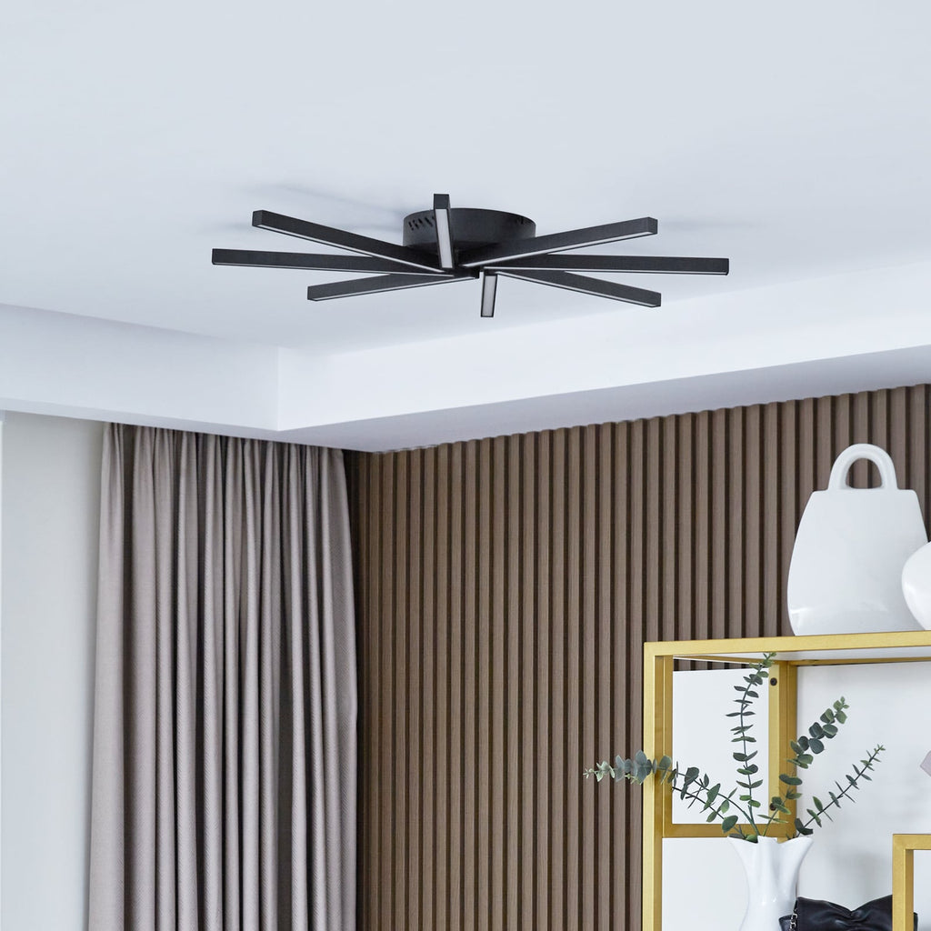 LED taklampe Tjado dimbar svart metall Ø70 cm bakside