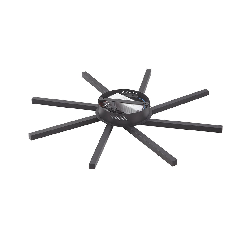 LED taklampe Tjado dimbar svart metall Ø70 cm lysdetalj