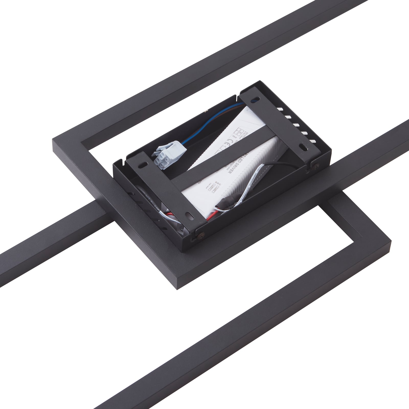LED taklampe Tjado dimbar svart metall 120 cm fra undersiden