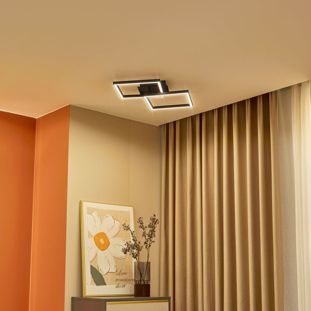 LED taklampe Tjado dimbar svart metall 67 cm bakside